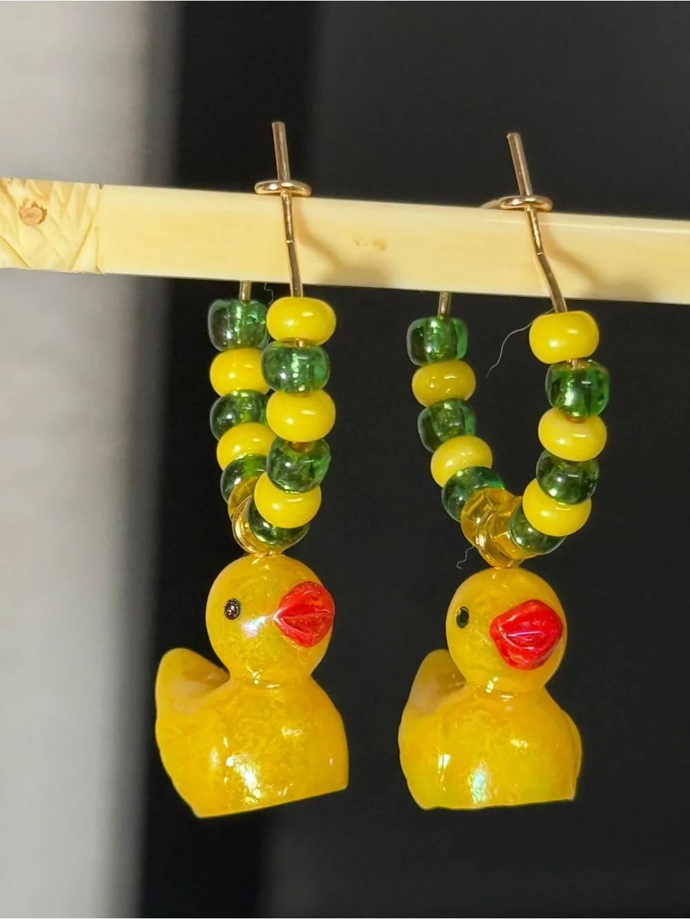 Hoop Earrings, Oregon Ducks, Green/Yellow, College, University of Oregon, Gift - Picture 7 of 10